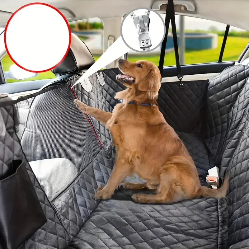 Pet Car Seat Cover for Dogs – Waterproof, Heavy-Duty & Universal Fit with Safety Mesh